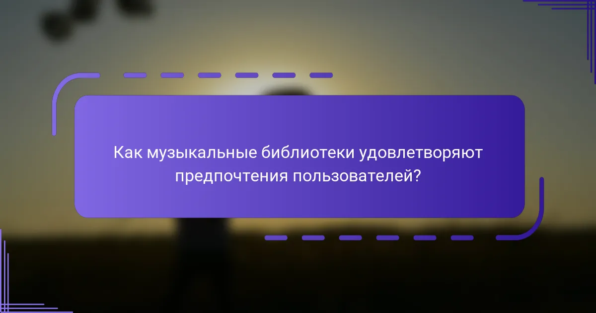 Как музыкальные библиотеки удовлетворяют предпочтения пользователей?